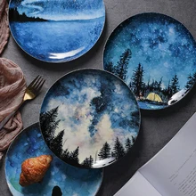 2Pcs Coloured Ceramic dish Breakfast Plate Gift Dish Tableware Decoration Handmade Ceramic Plate Cake Pastry Fruit Cake plate 2Pcs Coloured Ceramic dish Breakfast Plate Gift Dish Tableware Decoration Handmade Ceramic Plate Cake Pastry Fruit Cake plate