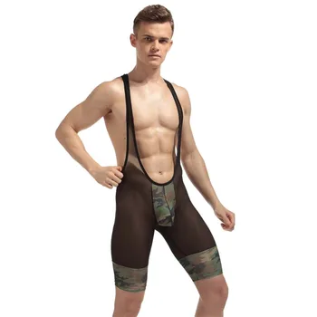 

Mens Bodysuit Transparent Mesh Body Sexy Crotchless Lingerie Bodysuit Suspender Mens Wrestling Singlet Jumpsuits Bodystocking