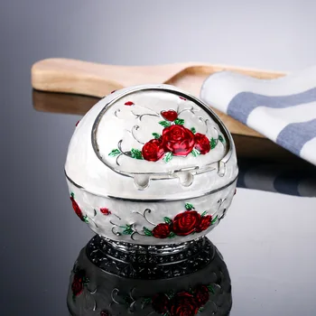 

Alloy Round Ball Creative Ash Tray Luxury European Flower Ashtray Portable Anti-Scalding Cenicero Cigar Ashtray Home Decor