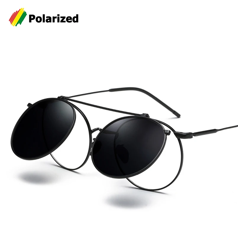

JackJad Vintage SteamPunk Round Metal Style POLARIZED Sunglasses Flip Up Clamshell Brand Design Sun Glasses Oculos De Sol 2772