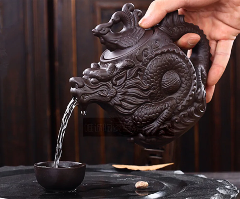 

Kung Fu Teapots Dragon And Phoenix Tea Pot Big Capacity Purple Clay Tea Set Kettle Yixing Teapot 530ML