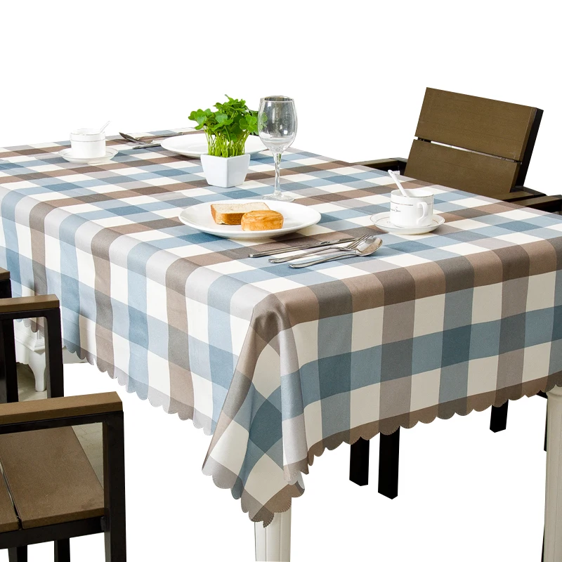 

Tablecloth fabric linen style small fresh European waterproof plaid tablecloths Nordic coffee table drape