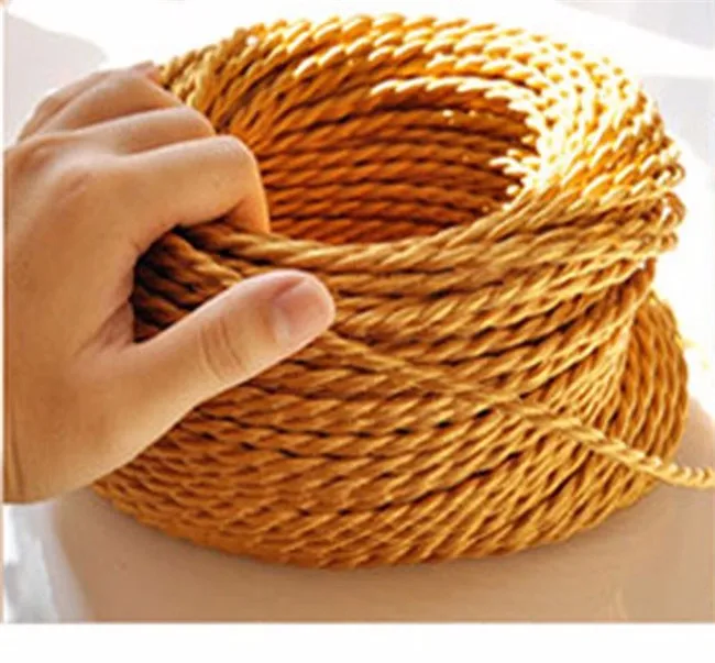 50 м карамельный цвет ретро Электрический провод винтажный тканевый Электрический кабель плетеный кабель Шнур питания для освещения
