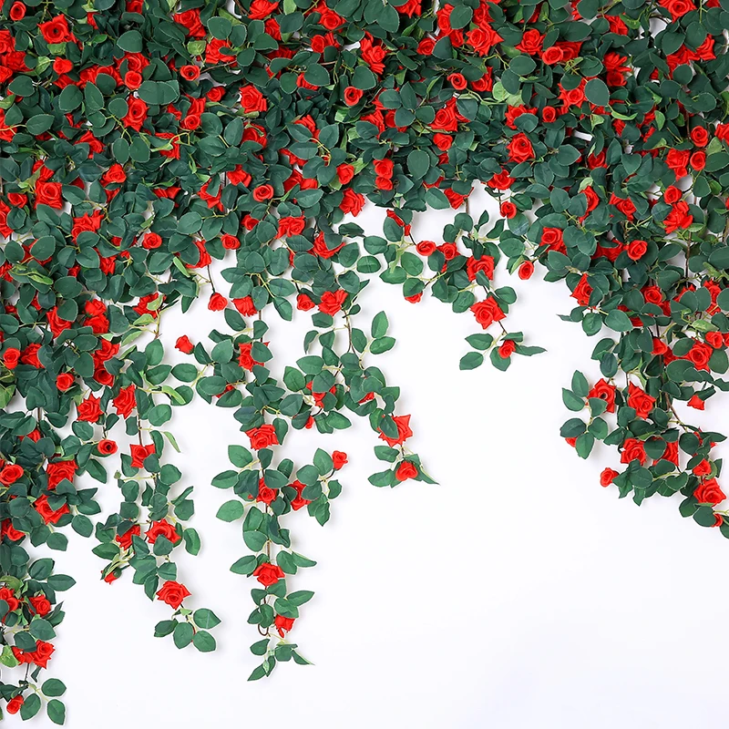 

160cmArtificial Rose Flower Fake Hanging Decorative Roses Vine Plants Leaves Artificials Garland Flowers Wedding Wall Decoration