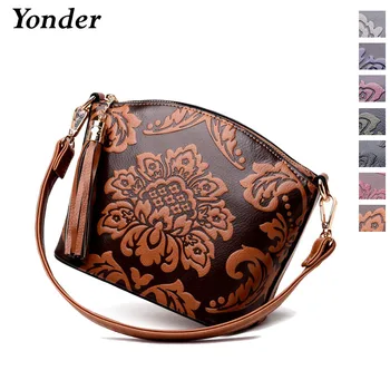 

Yonder brand new retro messenger bag women's small shoulder bag high quality leather tote bag china style crossbody bag floral