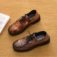 Г. Новая весенне-Осенняя обувь на плоской подошве женские лоферы на толстой подошве повседневная обувь на плоской подошве, черные красные золотые туфли-оксфорды женская обувь obuv