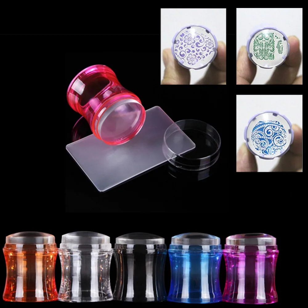 1Set 3.8cm Jelly Silicone Nail Art Stamper Transparent Stamp Nail