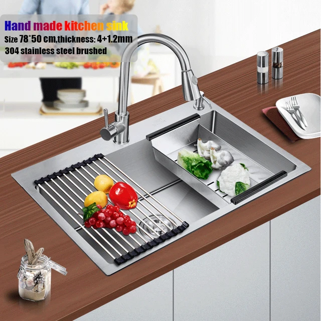 78 50 Cm Besar Stainless Steel Wastafel Dapur Disikat Penebalan 78 50 Cm Besar Stainless Steel Wastafel Dapur Disikat Penebalan Tangan Membuat Mangkuk Tunggal Tangki