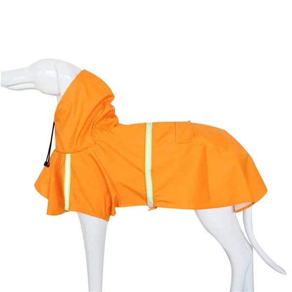 Светоотражающий дождевик для собак, водонепроницаемый дождевик, пончо с отверстием для поводка, карман для маленьких, средних и больших домашних животных, дождевик - Цвет: Orange
