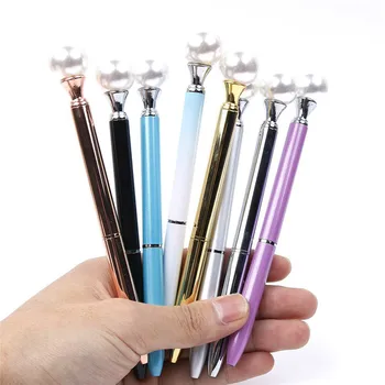 

Hot Fashion Pearl Ballpoint Pen Luxury High Quality Metal ring roller ball pen School Supplies Escolar Bolis Escolares Free Ship