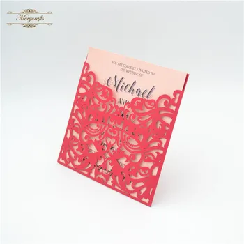 

Glamorous red pocket laser wedding invitation luxurious