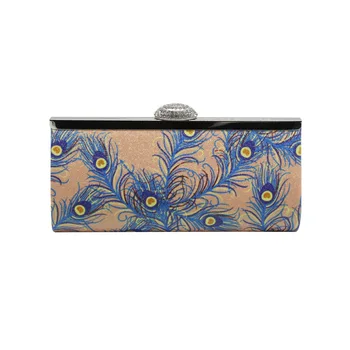 

Women'S Bag 2019 Peacock Feather Pattern Chain Shoulder Crossbody Bags For Women Vintage Box Clutch Bag Party Pouch Handbags
