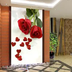 Пользовательские 3D стереоскопический обои декоративные вход коридор для большая фреска обои ткань телевизор стены фон красные розы