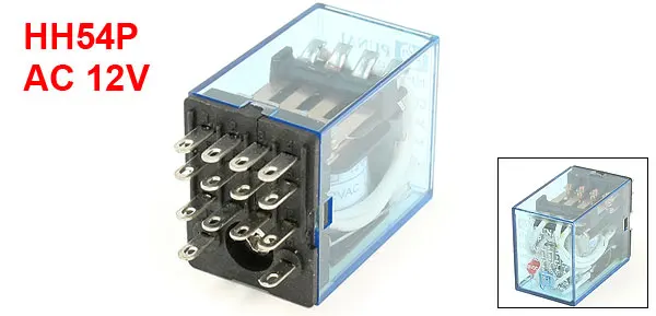 HH54P AC 12V Coil 4PDT 14-Pin 14P Electromagnetic Power Relay