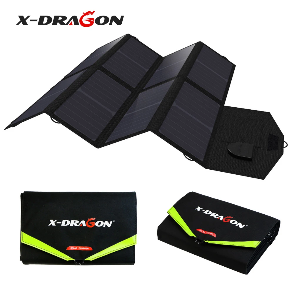 X-DRAGON Solar Panel 40W Solar Battery Charger for iPhone Sumsung Phones Lenovo HP Dell Acer Laptops 12V Car Battery etc.