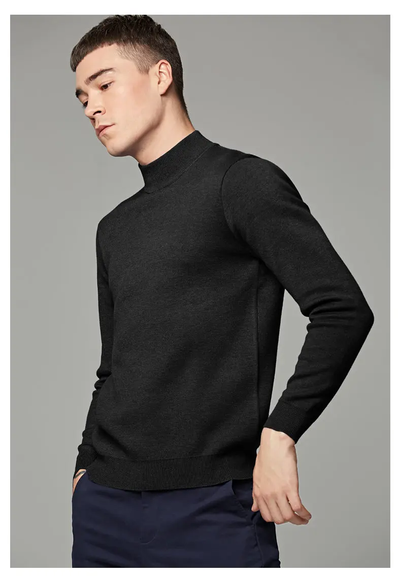 2018 Mock-Neck Sweater Men High Quality Cotton Knitted Turtlenck Men Pullover Autumn Winter Turtle-neck Men Sweater MuLS Brand 03