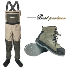 Pantalon de pêche à la mouche Wader, vêtements de travail, combinaison étanche, chaussures de pataugeoire en amont, semelle en feutre, bottes de fuite d'eau DXMD1