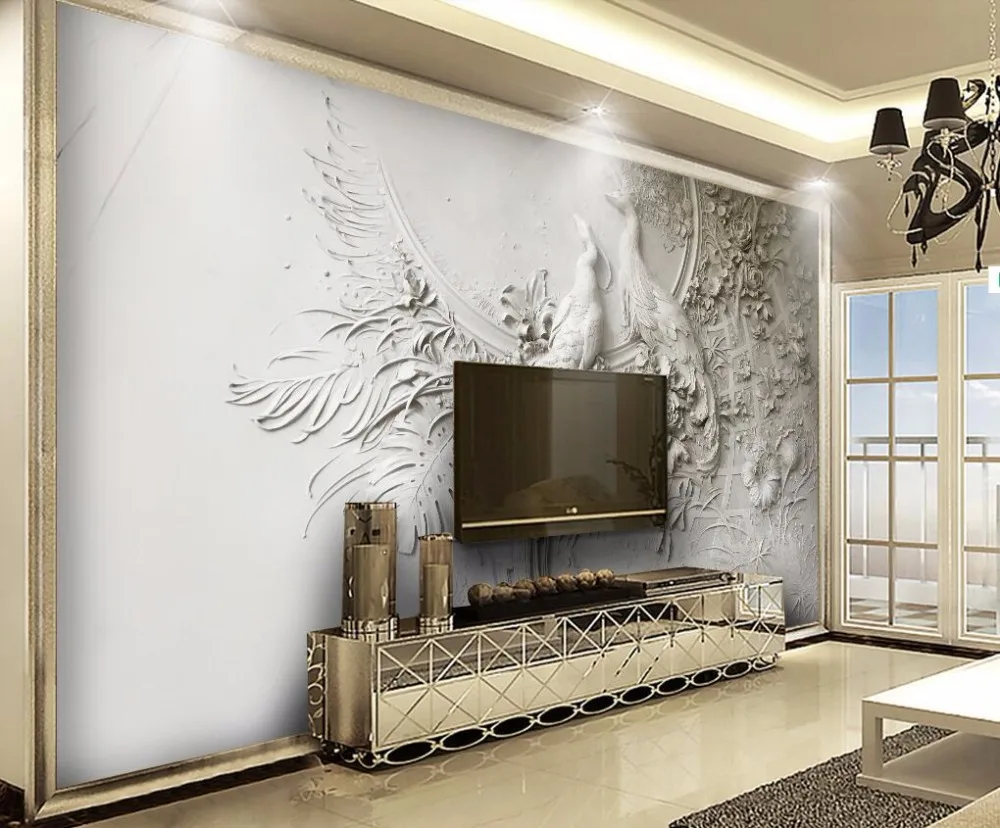 Beibehang Custom wallpaper 3D three-dimensional embossed peacock TV couch background wall living room bedroom mural 3d wallpaper Beibehang Custom wallpaper 3D three-dimensional embossed peacock TV couch background wall living room bedroom mural 3d wallpaper