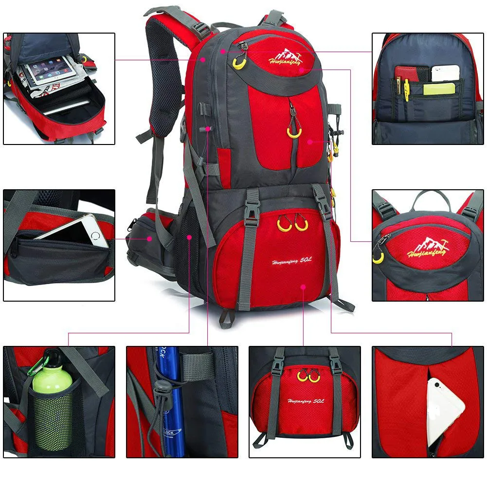 Походные рюкзаки спортивная сумка походный рюкзак 50л водостойкий Huwaijianfeng открытый спортивный рюкзак с дождем для Canta C0.8
