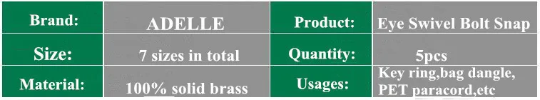 5 шт. Твердый латунный шарнирный болт с защелкой для сумки для домашних животных, палатки, поводок, брелок для ключей,, 7 размеров