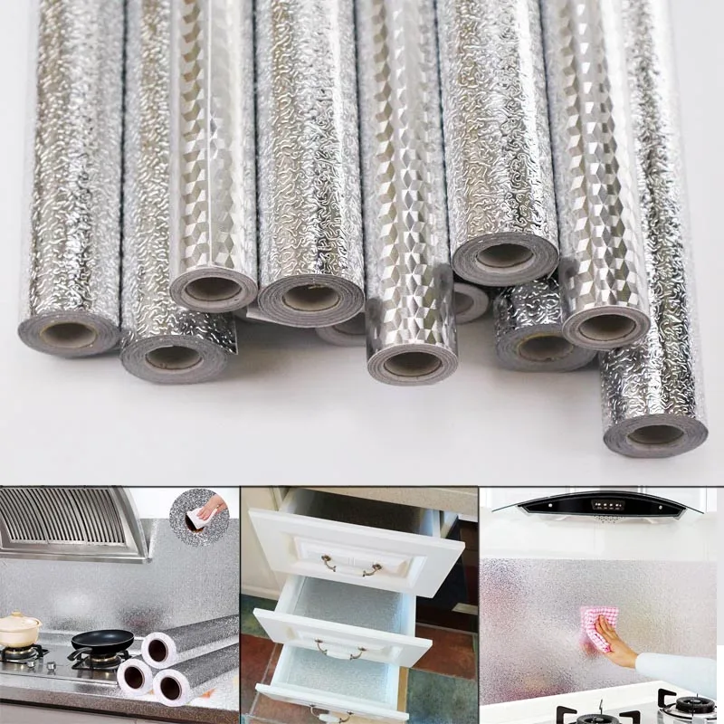 Kitchen Wall Sticker Aluminum Foil Waterproof Removable Self Adhesive Oil Proof Wallpaper YU-Home Kitchen Wall Sticker Aluminum Foil Waterproof Removable Self Adhesive Oil Proof Wallpaper YU-Home