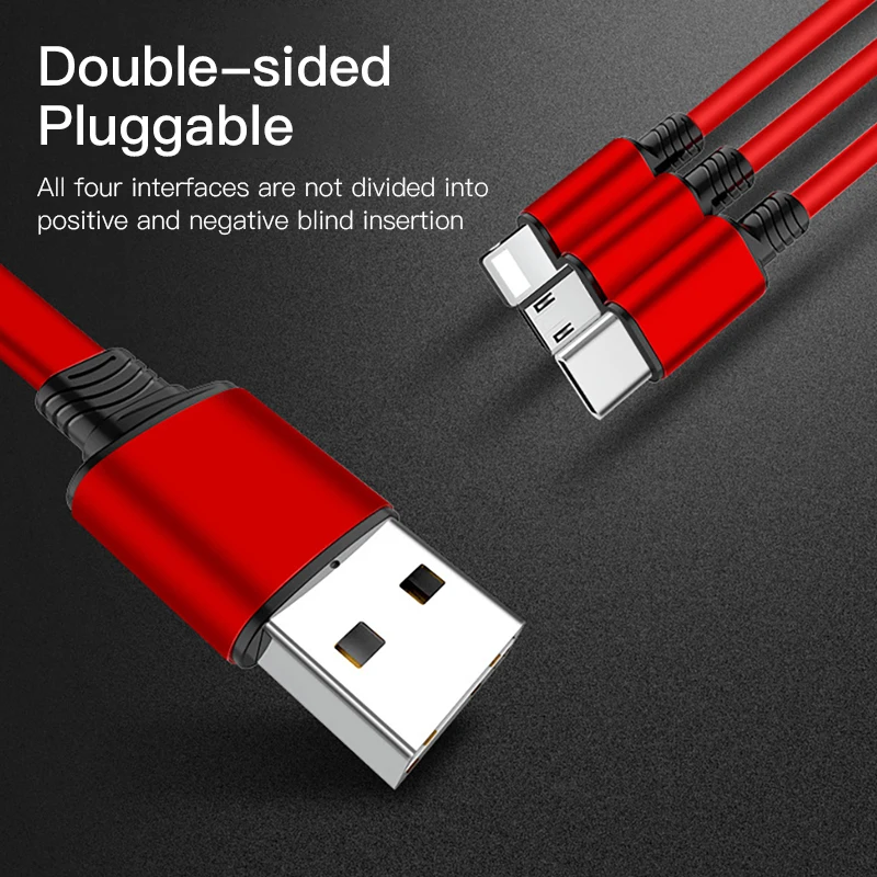 ACCEZZ 3A 3 в 1 USB Выдвижной кабель для быстрой зарядки для iPhone 8 XS Micro usb type C для samsung Xiaomi huawei телефонный шнур 1,2 м