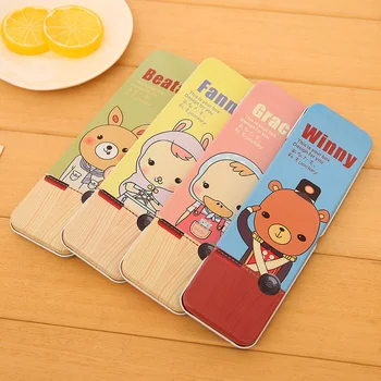

Cartoon Bear Metal Pencil Case Durable Portable Metal Tin Pen Box Storage Case Box Student Stationery School Office Supply 1pcs