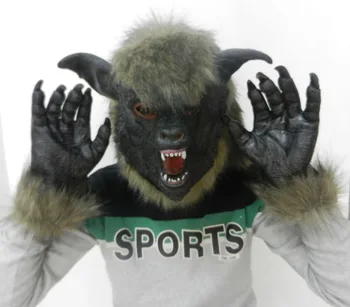 

The New Black Wolf Wolf Mask Gloves Latex Horror Equipment Animal Show Halloween Party Toys Movie Theme Props Supply