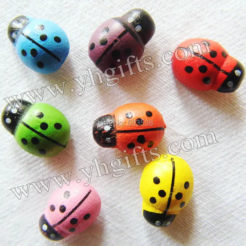 100PCS LOT 7Color ladybug stickers Scrapbooking kit Kids toys Garden ornament Easter crafts Spring decoration Plant