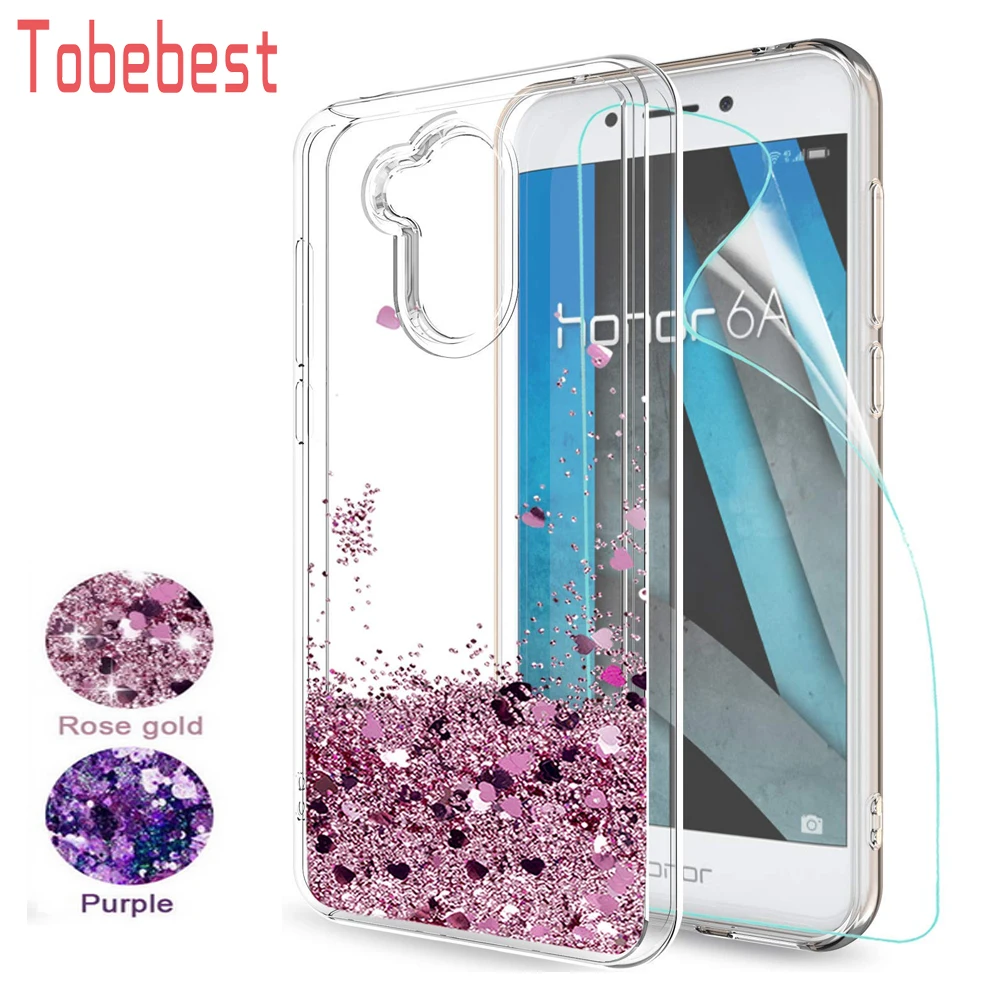 For Huawei Honor 6A Case Girls Women Sparkle Shiny Bling Quicksand Liquid Soft TPU Slicone Phone Cover honor6A coque |