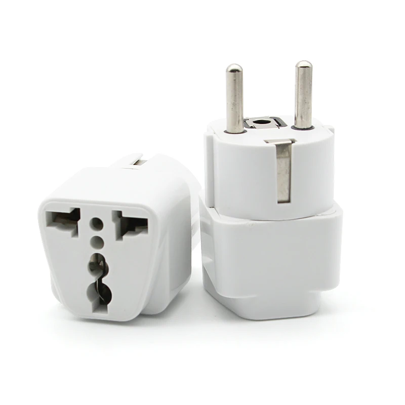 US Travel Plug Adapter Europe/UK/AU/in/CN/JP/Asia/Italy/Swiss to USA Plug  Adapter (Type A& European Plug,2-Pack) White