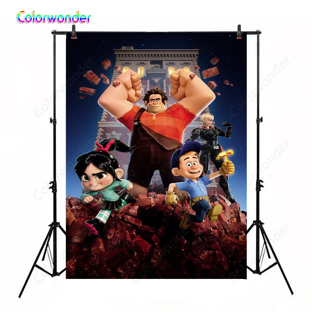 

Wreck It Ralph Backdrops Ralph Venallope Repairman General Cartoon Photography Background For Boy Game Party Banner Custom