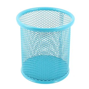 

Affordable 8.3cm Diameter Cylinder Shaped Mesh Design Metal Pen Ruler Pencil Holder Blue