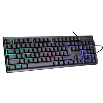 

104 Key Gaming Keyboard Suspension Cap Rainbow RGB Backlit Backlight Mechanical Feel USB Wired Keyboard for Computer PC Laptop