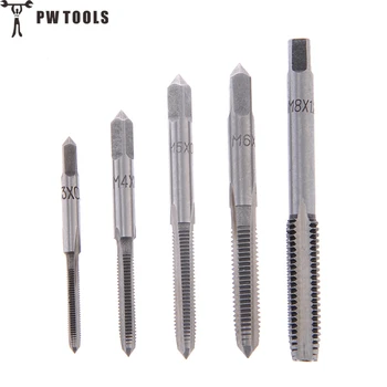 

PW TOOLS High Quality 5PCS/Set HSS Screw Tap Machine Spiral Point Straight Fluted Screw Thread Hand Tap Metric Plug Drill Tool
