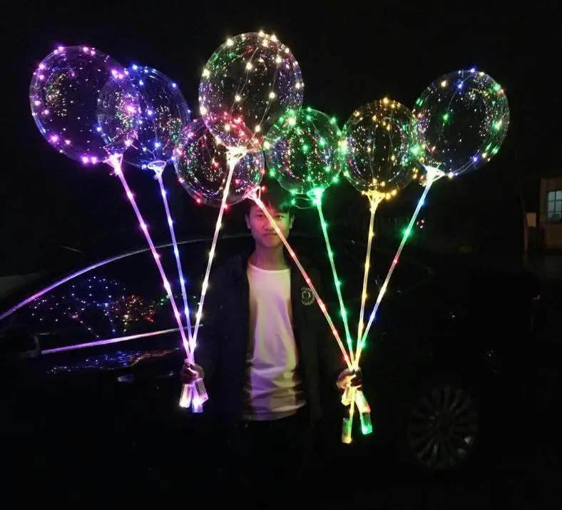 

Led Bobo Balloons wedding Decoration Each set includes 18inch Luminous Led Balloon + 80cm Rod + 3M LED Strip Battery box SN167