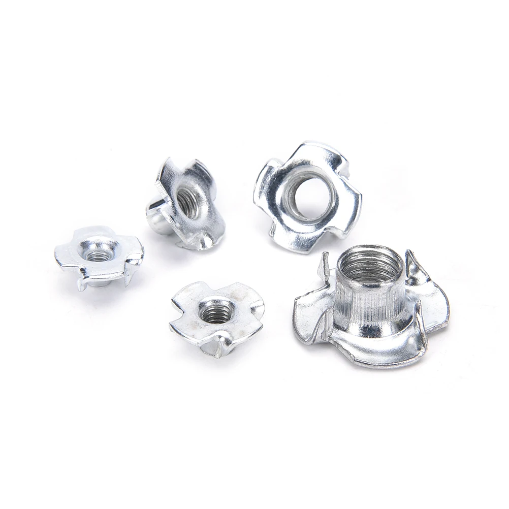 

10pcs/Set M4 M5 M6 M8 M10 practical Zinc Plated Standard Four Prong Furniture T Nut Inserts For Wood Metric Coarse Threads
