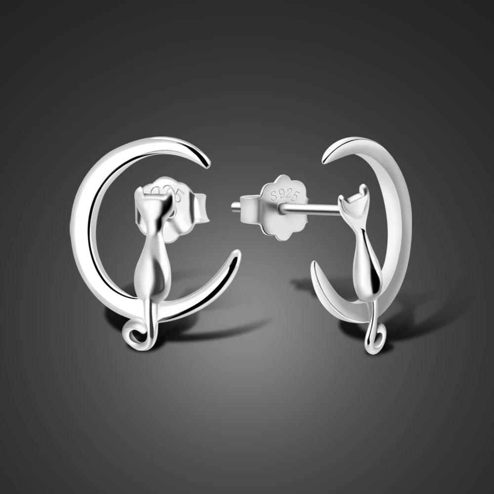 Новые модные 925 пробы серебряные серьги-гвоздики в стиле аниме для женщин милые серьги в виде кота Стерлинговое серебро ювелирные изделия Букле д 'Орель