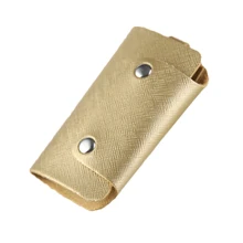 Унисекс, однотонный мини двойной кнопки прямоугольник домашний бумажник-ключница подарок