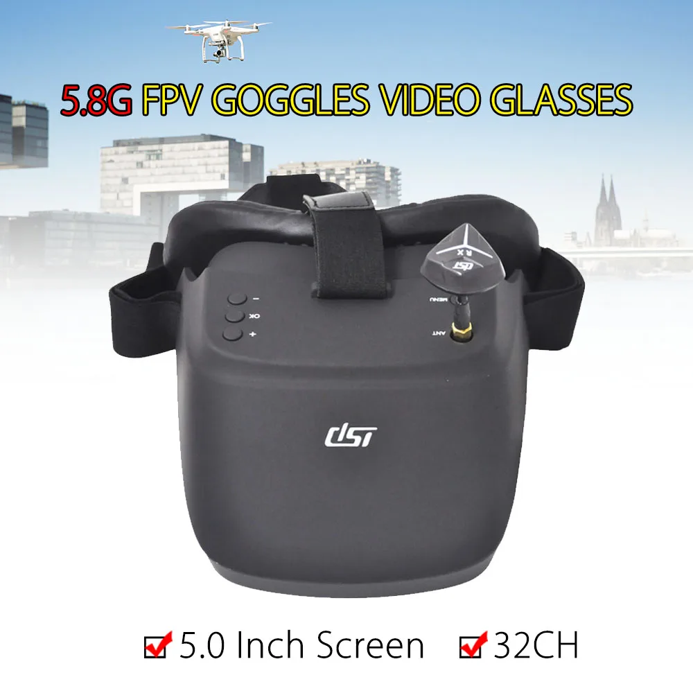 DST FPV очки " ЖК-экран 5,8G 32CH Высокое разрешение 800*480 видео очки Портативные для гоночного дрона
