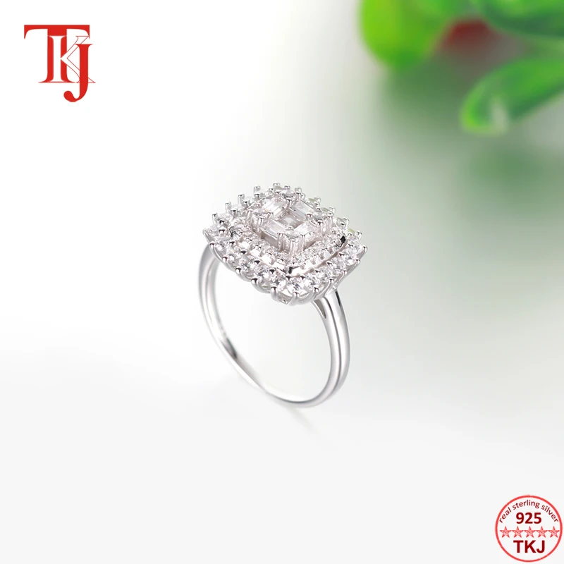 TKJ вечность обещания кольцо AAA+ циркон камень 925 серебро обручальное кольцо для женщин дамы ювелирные украшения