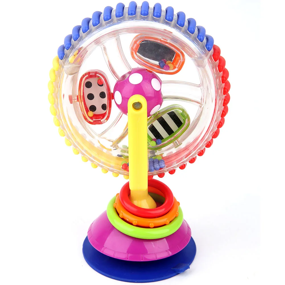 

2018 New Baby Educational Baby Rattles Toy Model Rotating Stroller Dining Chair Suction Cups Plastic Windmill -17