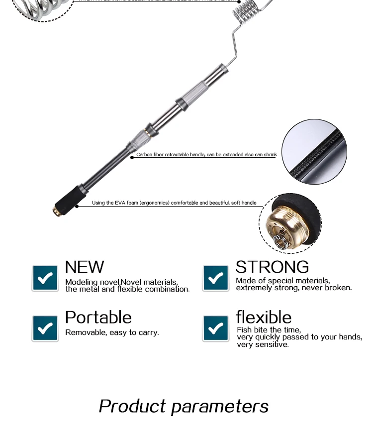 Vara de Pesca Emmrod Inoxidável Fiação 72cm Telescópica Rocha Aço Mar 3 High Quality Esporte e Lazer