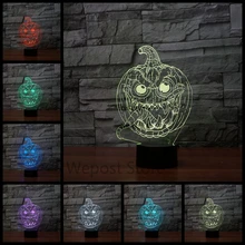 7 цветов Изменение Night Light 3D bulbing LED Хэллоуин Тыква Домашний Декор тумбочка лампа USB новинка подарок