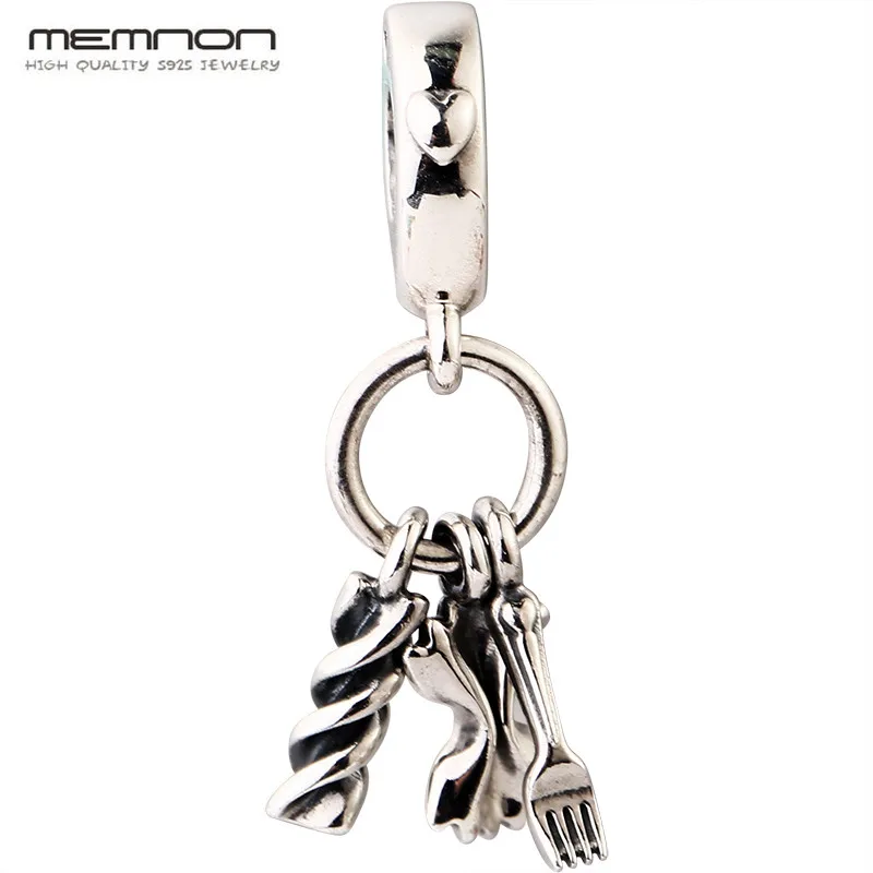 

Autumn 925 Sterling Silver Love Pasta Dangle Charms fit beads charm bracelets necklaces diy pendant for women Jewelry making