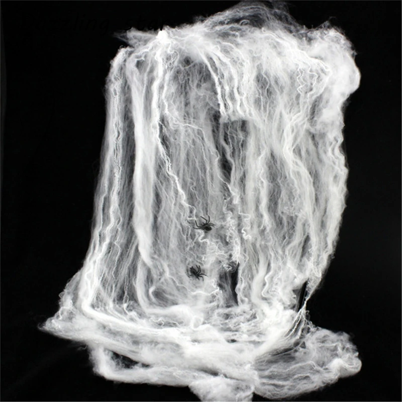 

Halloween Party Decoration Scary Party White Stretchy Spider Web toy Horror DIY Cobweb toys For Bar Haund Home 5 Colors