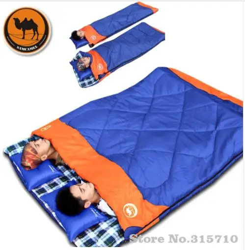 

Outdoor 2 Persoon Auto Minnaar Slaapzak Envelop Lente Herfst Camping Wandelen Draagbare Slaapzak Katoen Vulling voor Paar