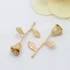 4 Uds. De dijes de rosa de Latón chapado en oro de 22x37MM, 1MM, 24K, colgantes de alta calidad, accesorios de joyería Diy ► Foto 2/3
