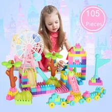 105 Blocos de Construção de Brinquedos com Caixa de Armazenamento de FOTOS Ferris Wheel Molde Blocos Tijolos de Construção Brinquedos Educativos Para Crianças Presente