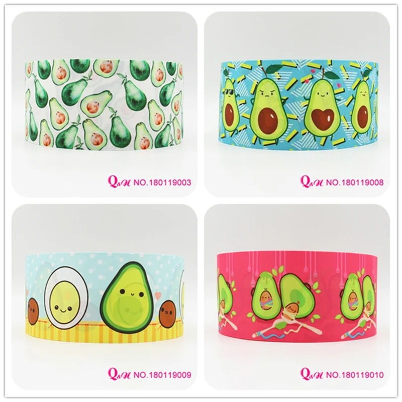 

Q&N ribbon 16mm 22mm 25mm 38mm 50mm 75mm cartoon fruits printed grosgrain ribbon webbing 50yards/roll for hair tie free shipping
